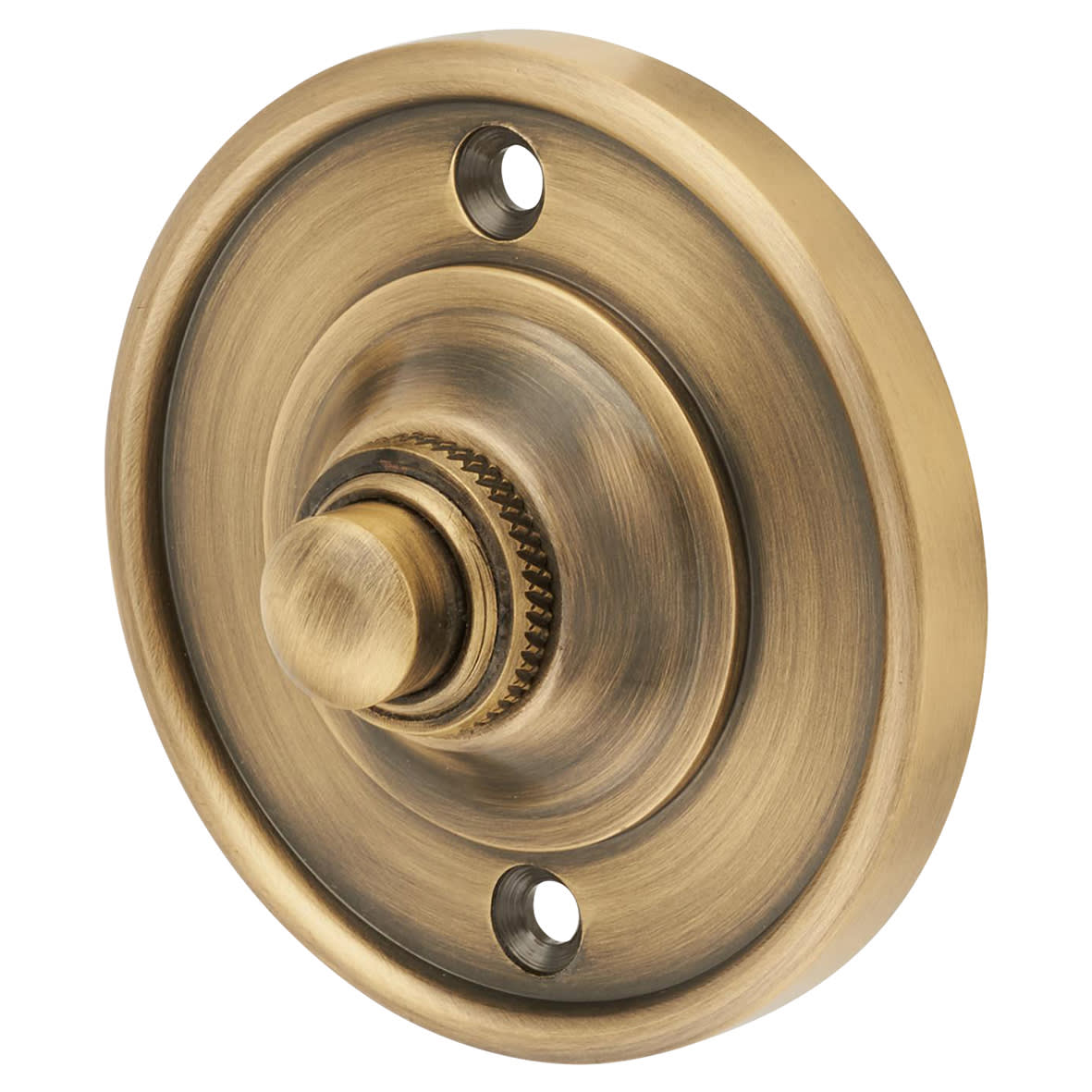 Antique Brass Round Bell Push - 65mm Diameter