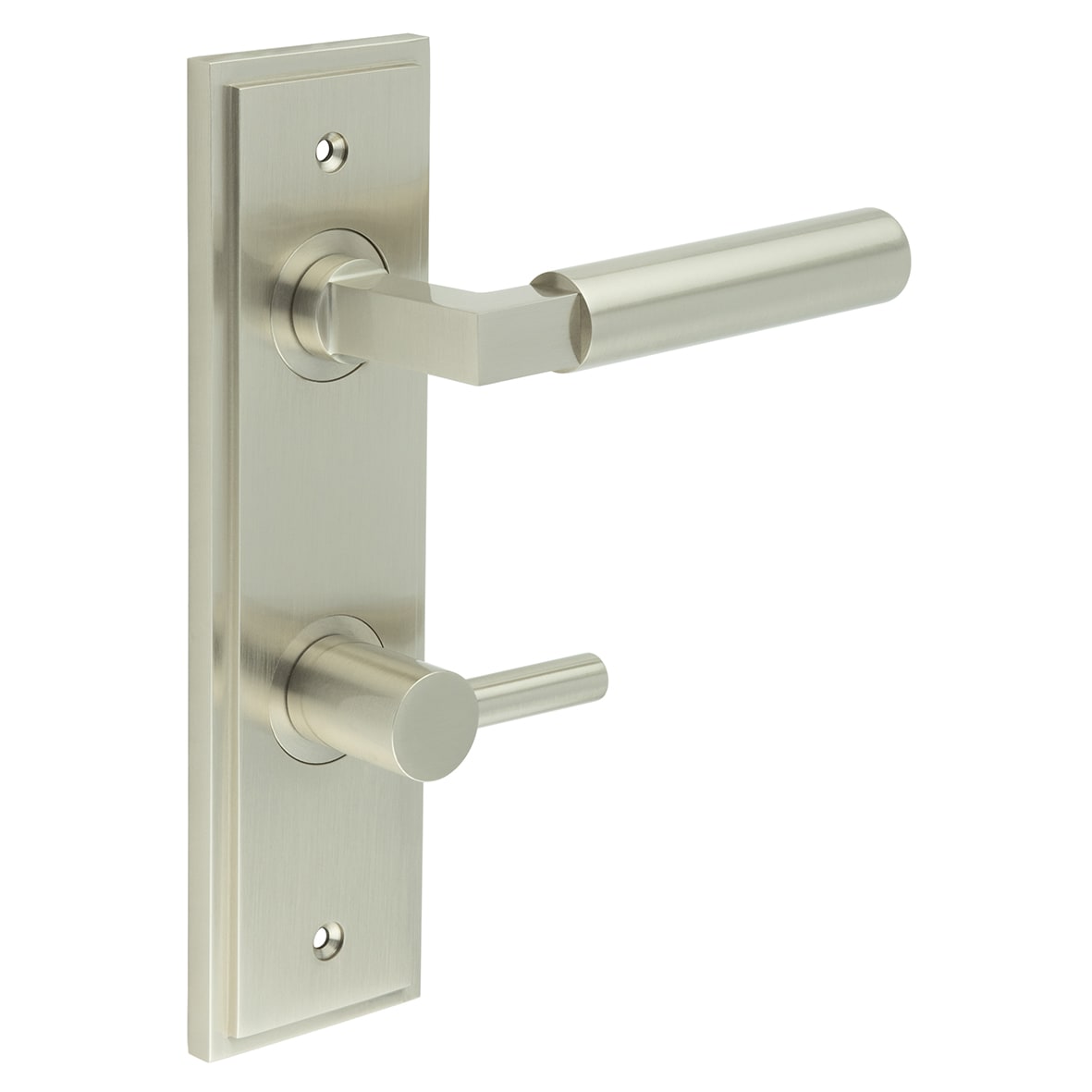 Satin Nickel Fire Rated DIN Bathroom Door Handles - Westminster - Inner 3 - 200 x 55mm