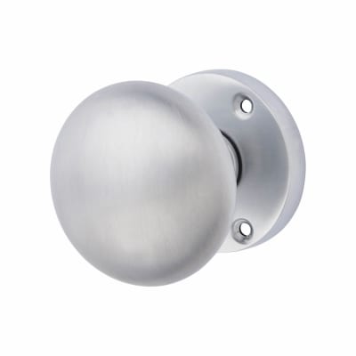 Satin Chrome Round Mortice Door Knob - 58mm Rose Diameter