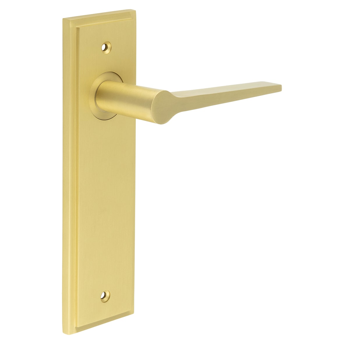 Satin Brass Fire Rated Latch Door Handles - Knightsbridge - 200 x 55mm