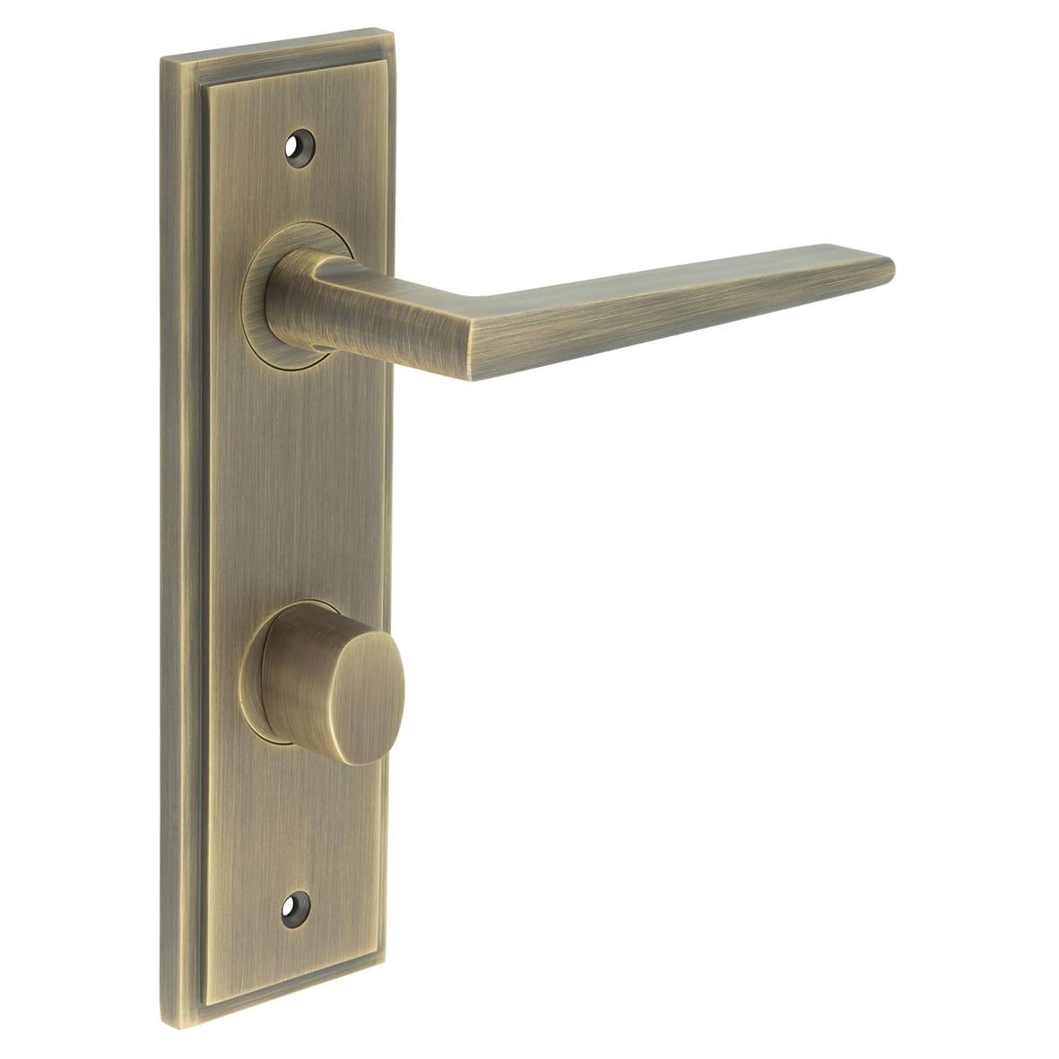 Antique Brass Fire Rated DIN Bathroom Door Handles - Mayfair - Inner 2- 200 x 55mm