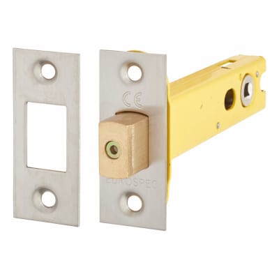 5mm Tubular Bathroom Deadbolt - 102mm Case - 82mm Backset - Square - Satin Stainless Steel