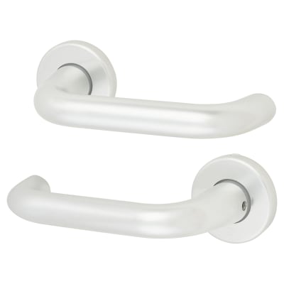 Satin Aluminium 20mm Return to Door Handles on Round Rose