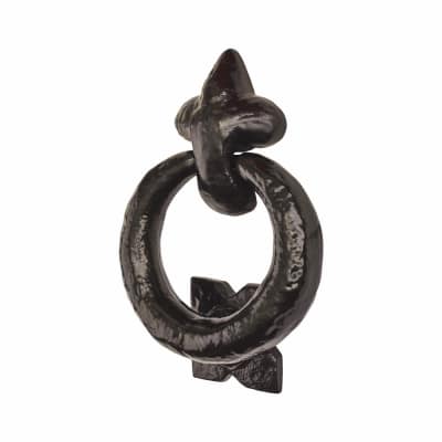 Elan Ring Door Knocker - Metalized Antique Black Iron - 125 x 95mm