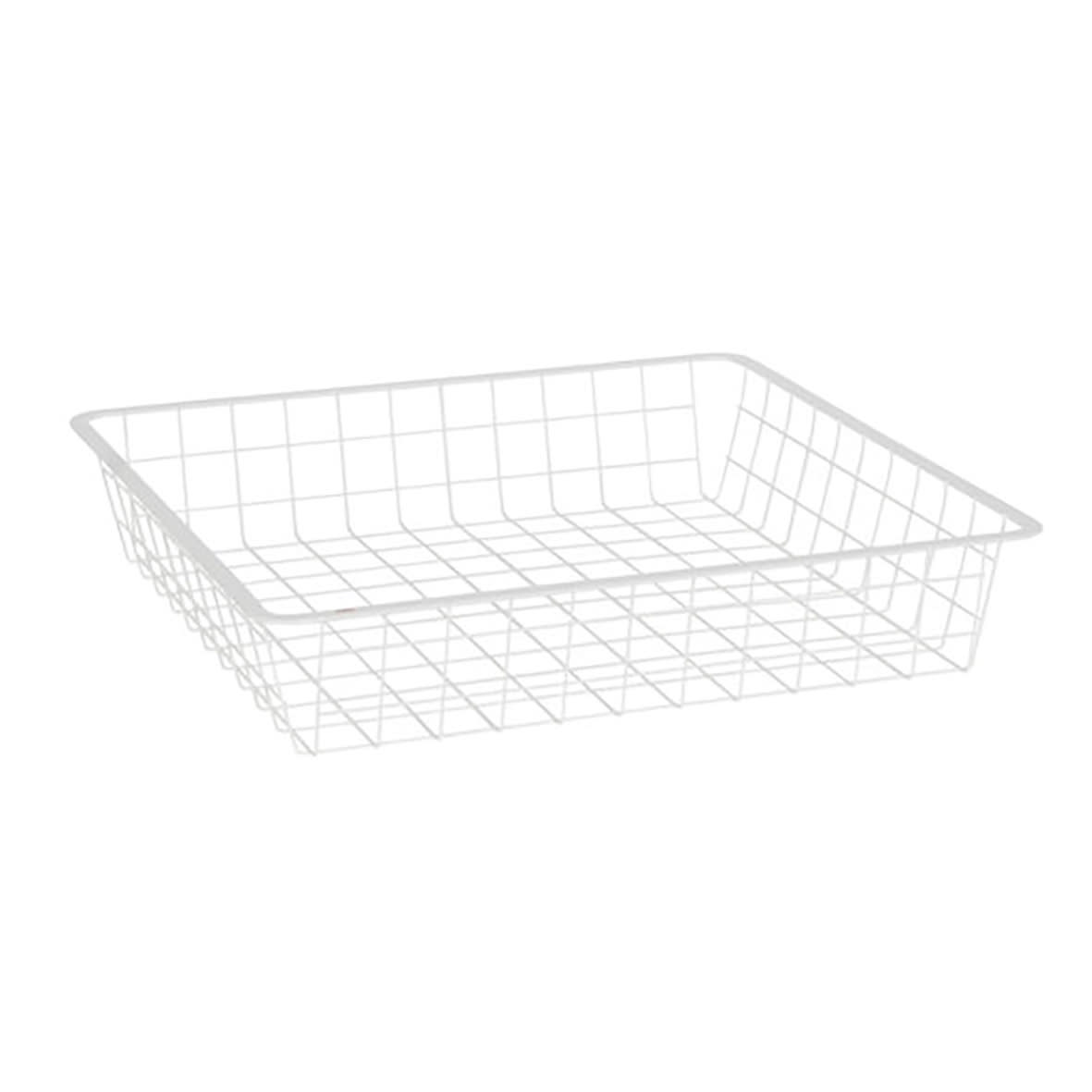 Top Track System - Click In Shallow Wire Basket for Gliding Frame - 427 x 427 x 85mm - White