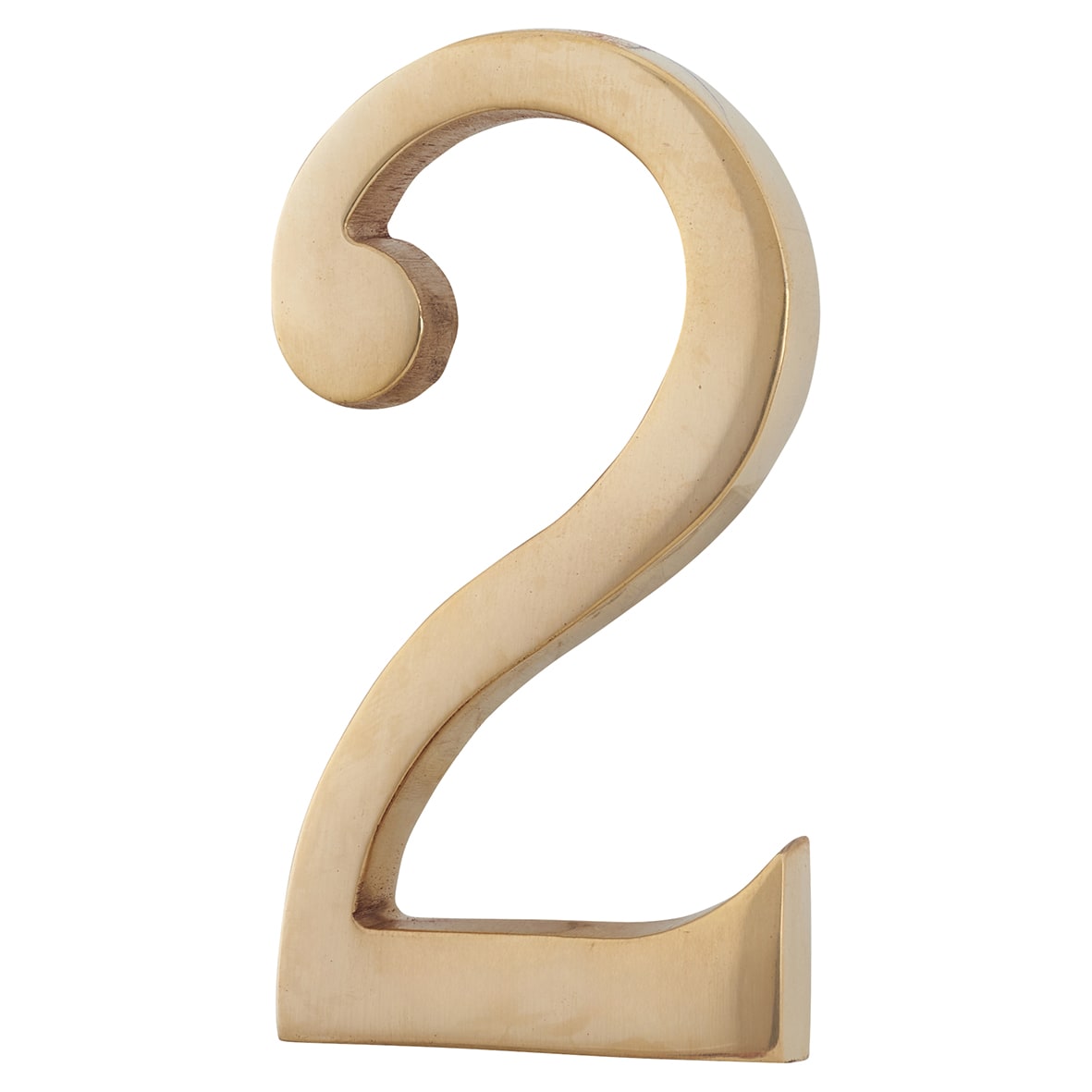76mm Concealed Screw Fix Door Numeral - 2 - Unlacquered Brass