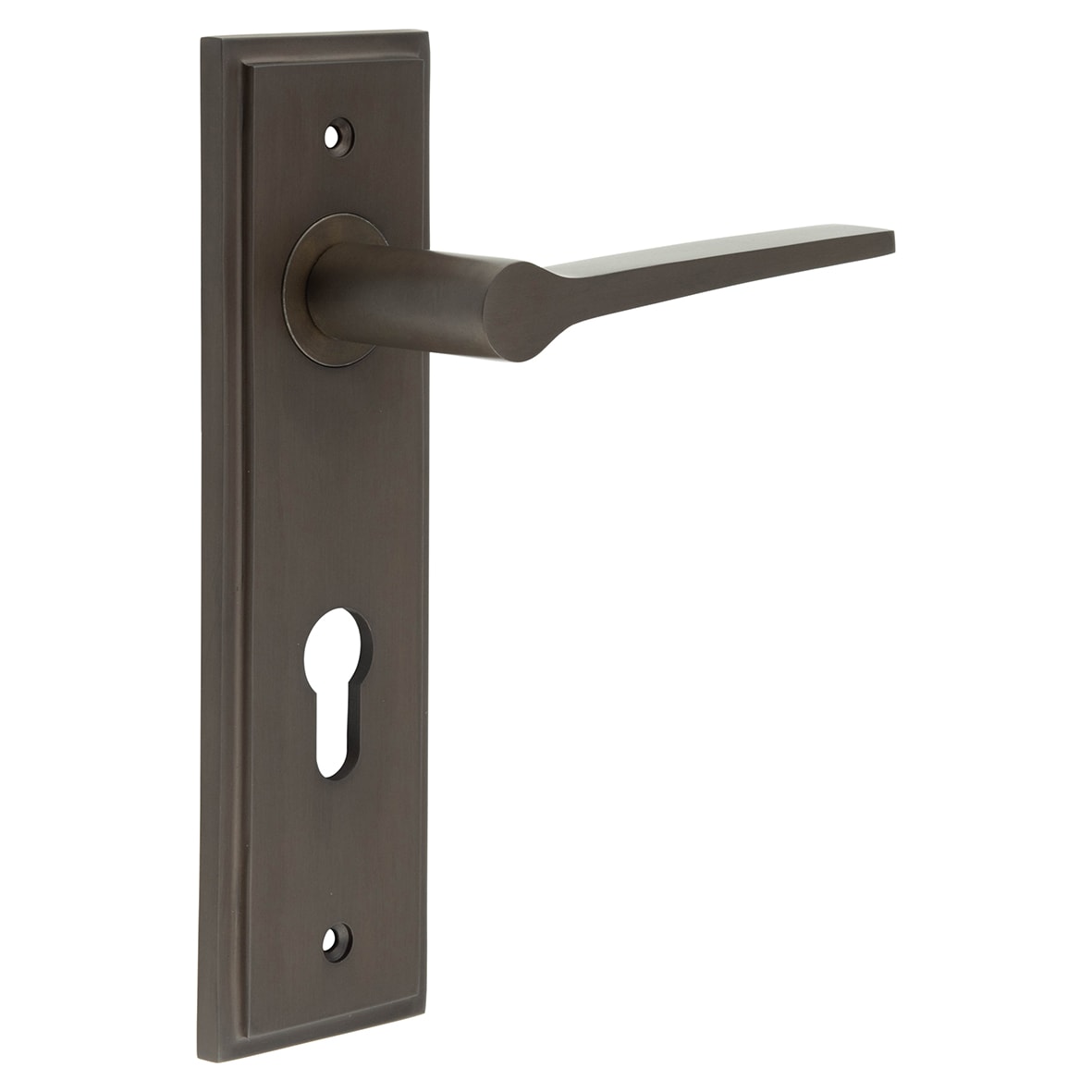 Dark Bronze Fire Rated DIN Euro Lock Door Handles - Knightsbridge - 200 x 55mm