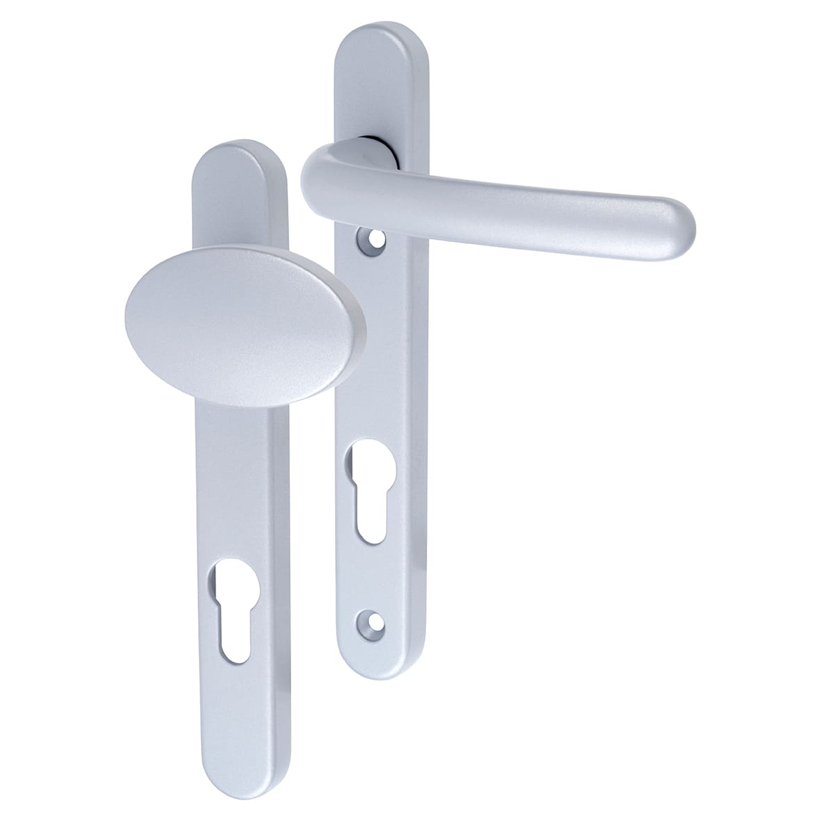 Premium Satin Silver uPVC Multipoint Lever/Pad Door Handles - 92mm c/c - Windsor Range