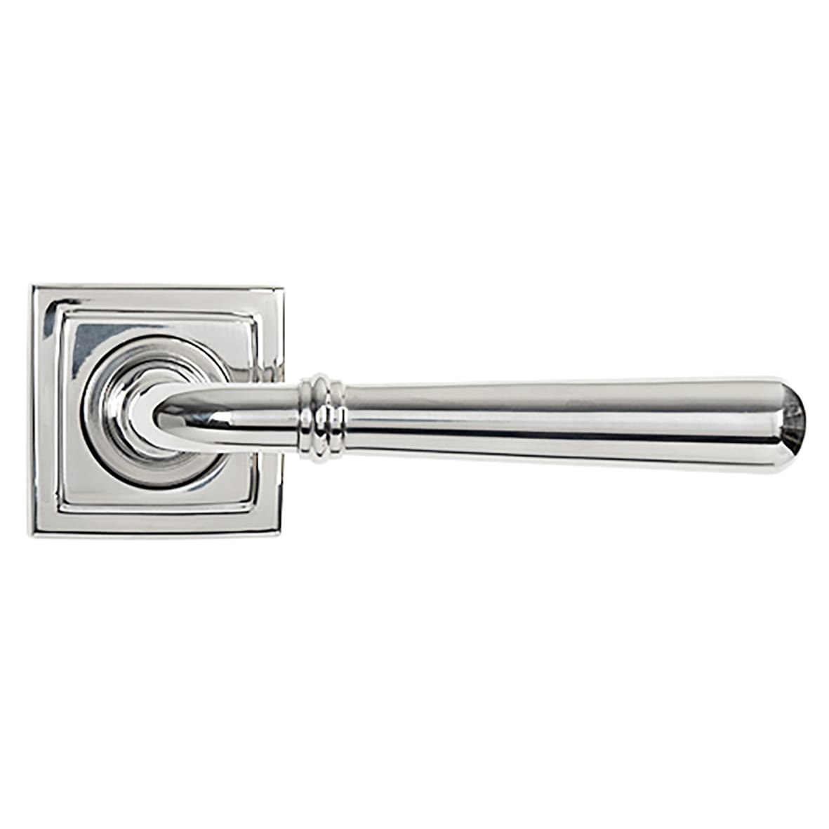 Polished Stainless Steel Door Handles on Square Rose - Newbury Range