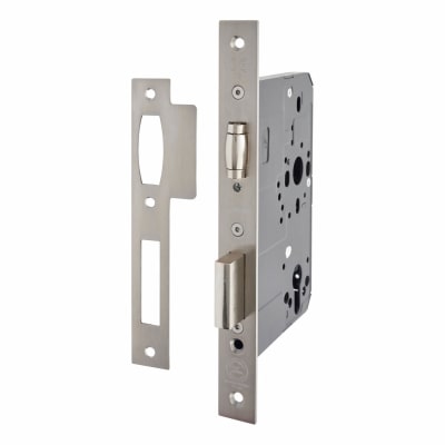 Euro Profile DIN Rollerbolt - 105mm Case - 80mm Backset - Satin Stainless Steel