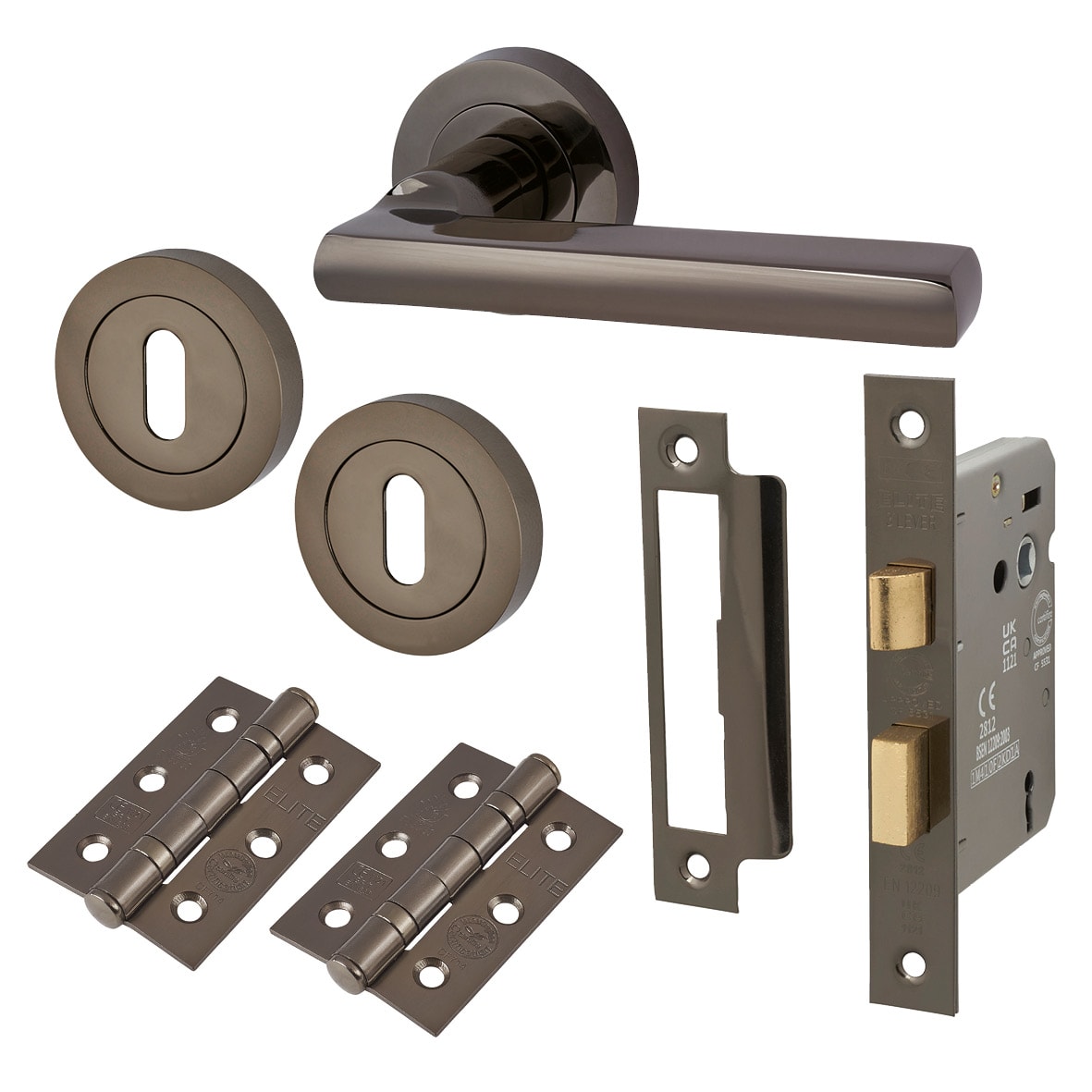 Black Nickel 3 Lever Sashlock Door Handles on Rose Pack - Sophia Range