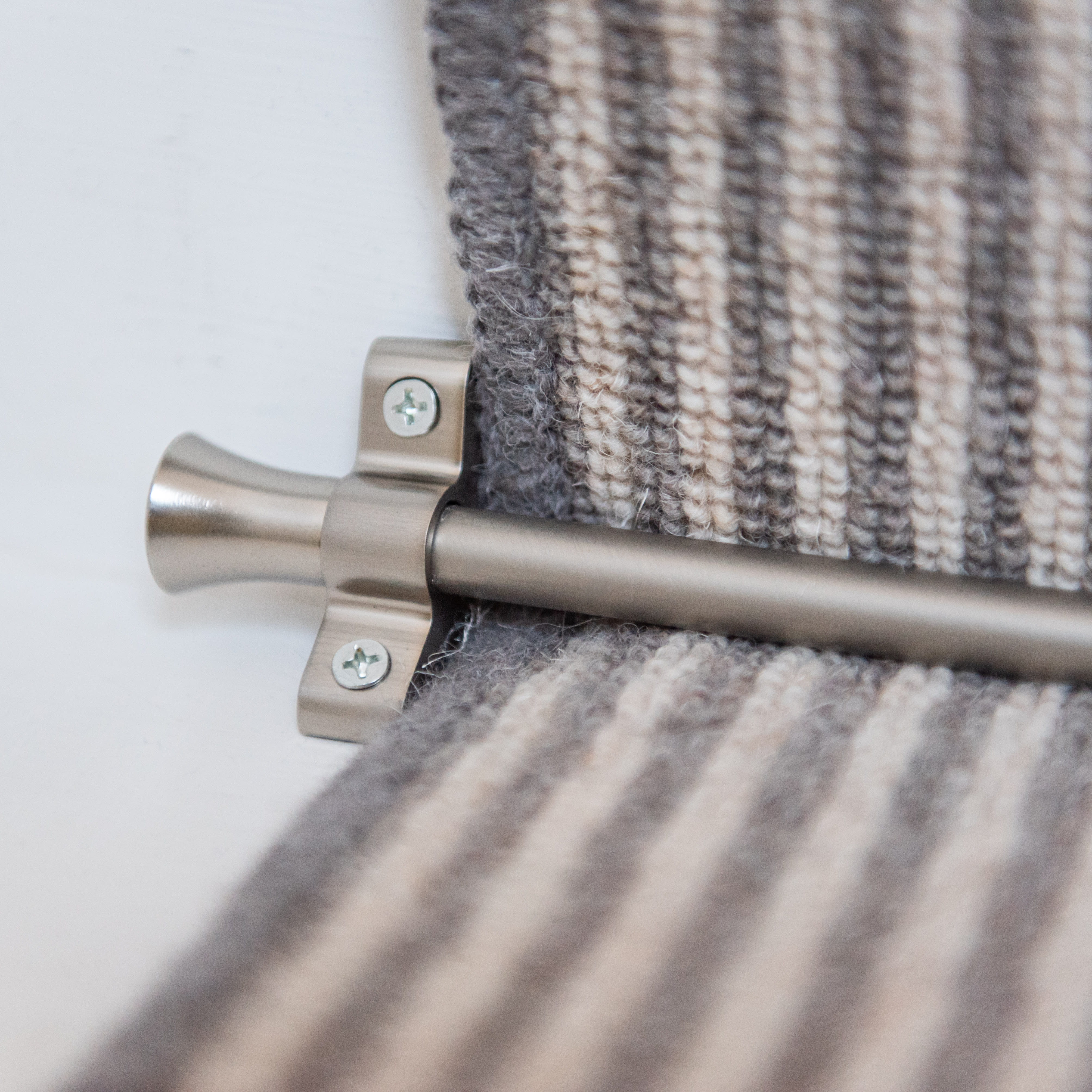 Stair Rod with Fluted Finials - 900mm Length - Satin Nickel