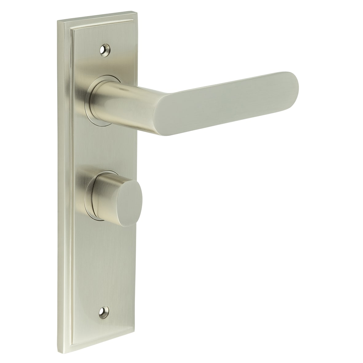 Satin Nickel Fire Rated Bathroom Door Handles - Kensington - Inner 2 - 200 x 55mm