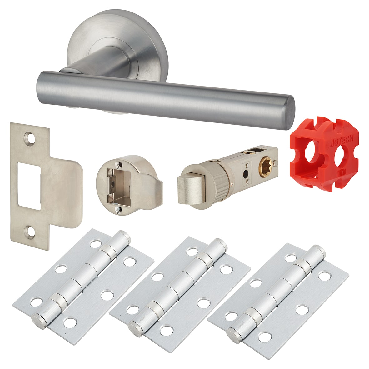 Satin Chrome Latch Door Handles on Rose Pack - Passage - Eden Range