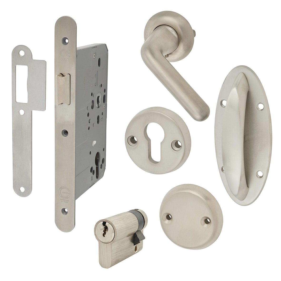 Anti-Ligature Auto Locking Lever Doorset for Medical & Safe Rooms - 44mm Thick Doors