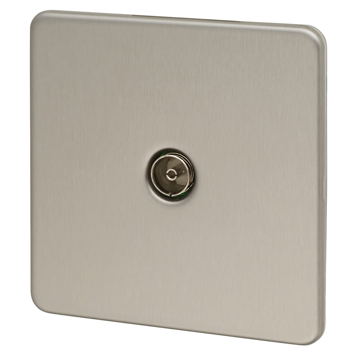 1 Gang Screwless Flat Plate Non Isolated TV Outlet - Brushed Chrome