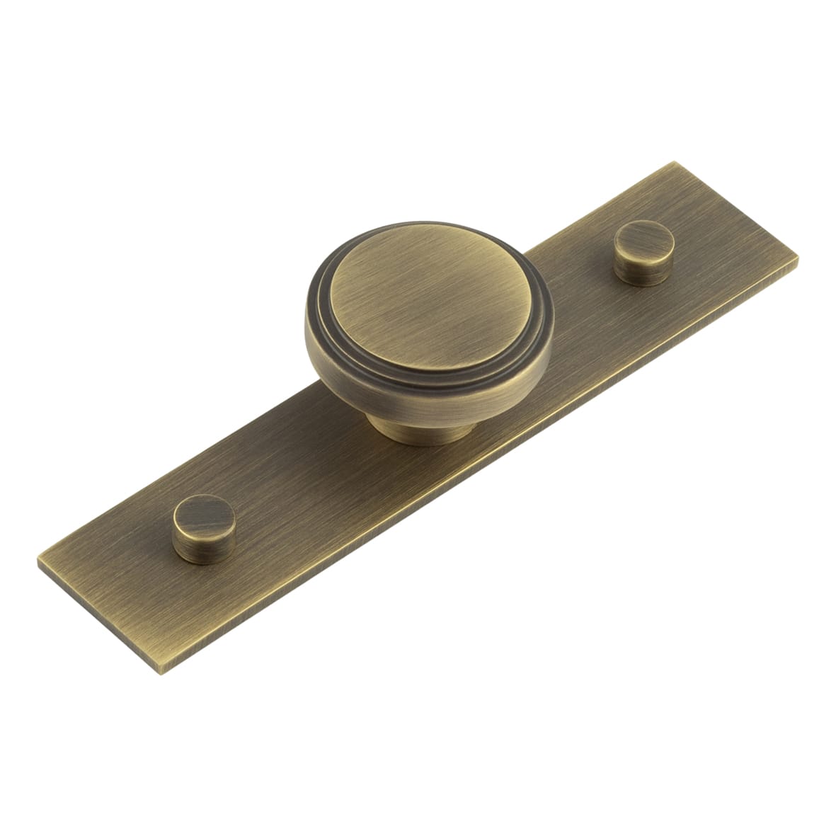 Cropley Stepped Round Cabinet Knob on Plain Backplate - 40mm Diameter - Antique Brass