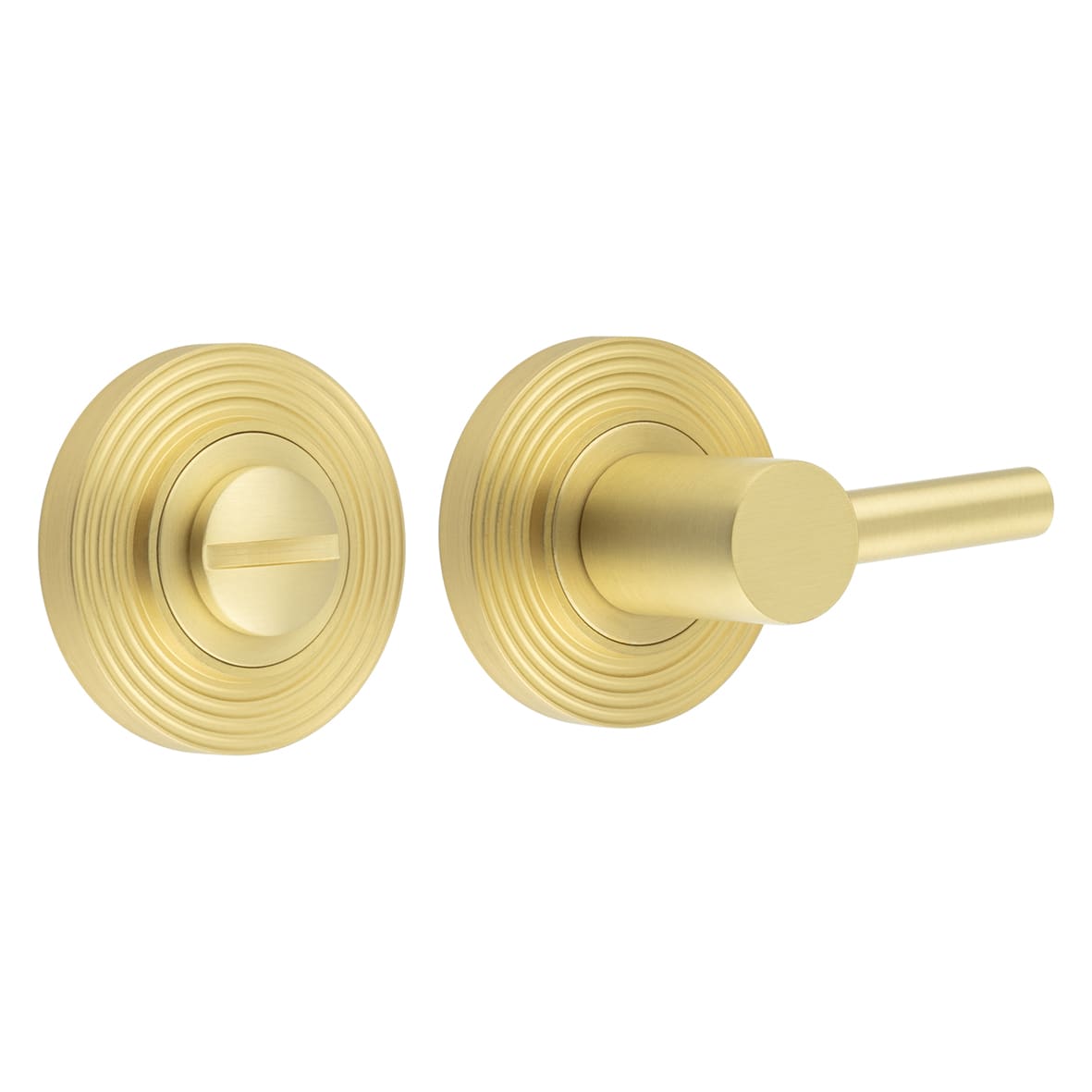 Easy Turn & Release with Reeded Rose - 50mm Diameter - Satin Brass