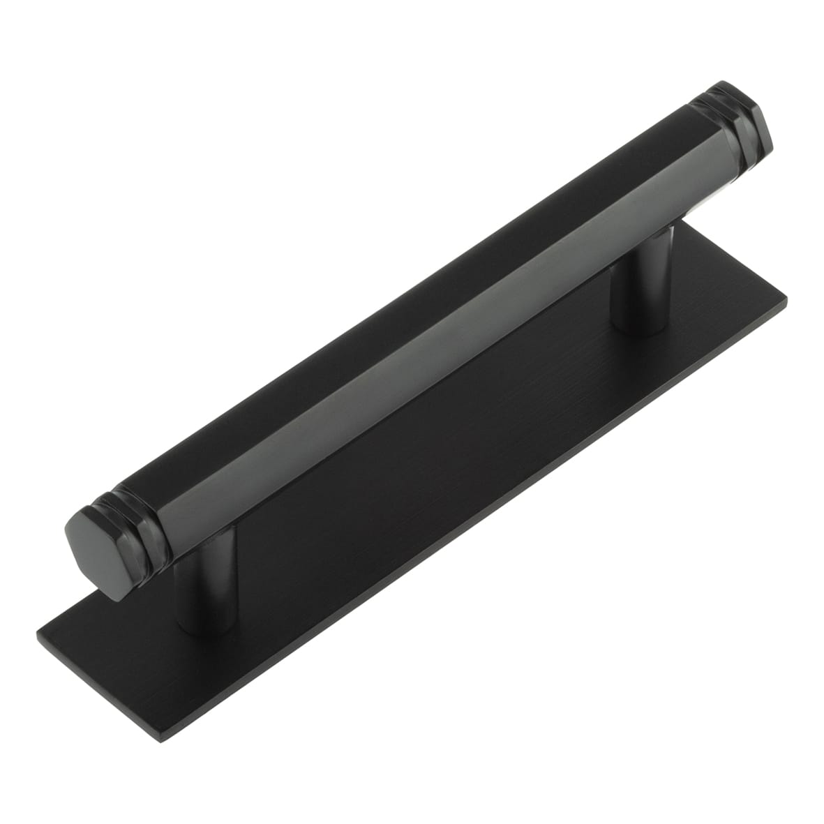 Nile 15mm Hex T-Bar Cabinet Pull Handle on Plain Backplate - 96mm c/c - Black