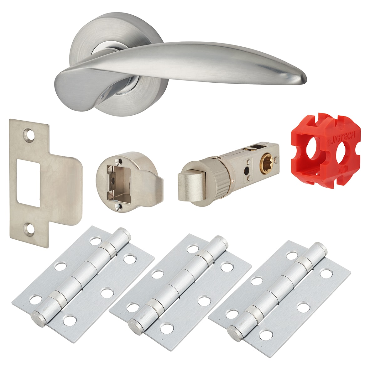 Satin Chrome Latch Door Handles on Rose Pack - Passage - Cresta Range