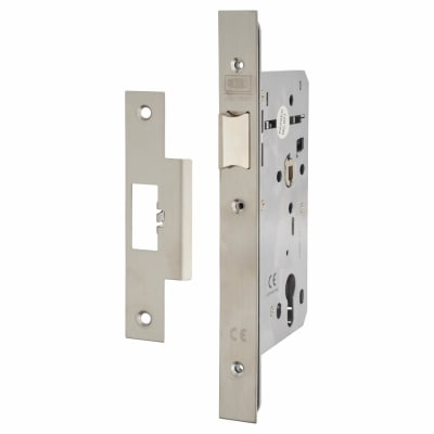 Heavy Duty DIN Latch - 90mm Case - 60mm Backset - Square - Satin Stainless Steel