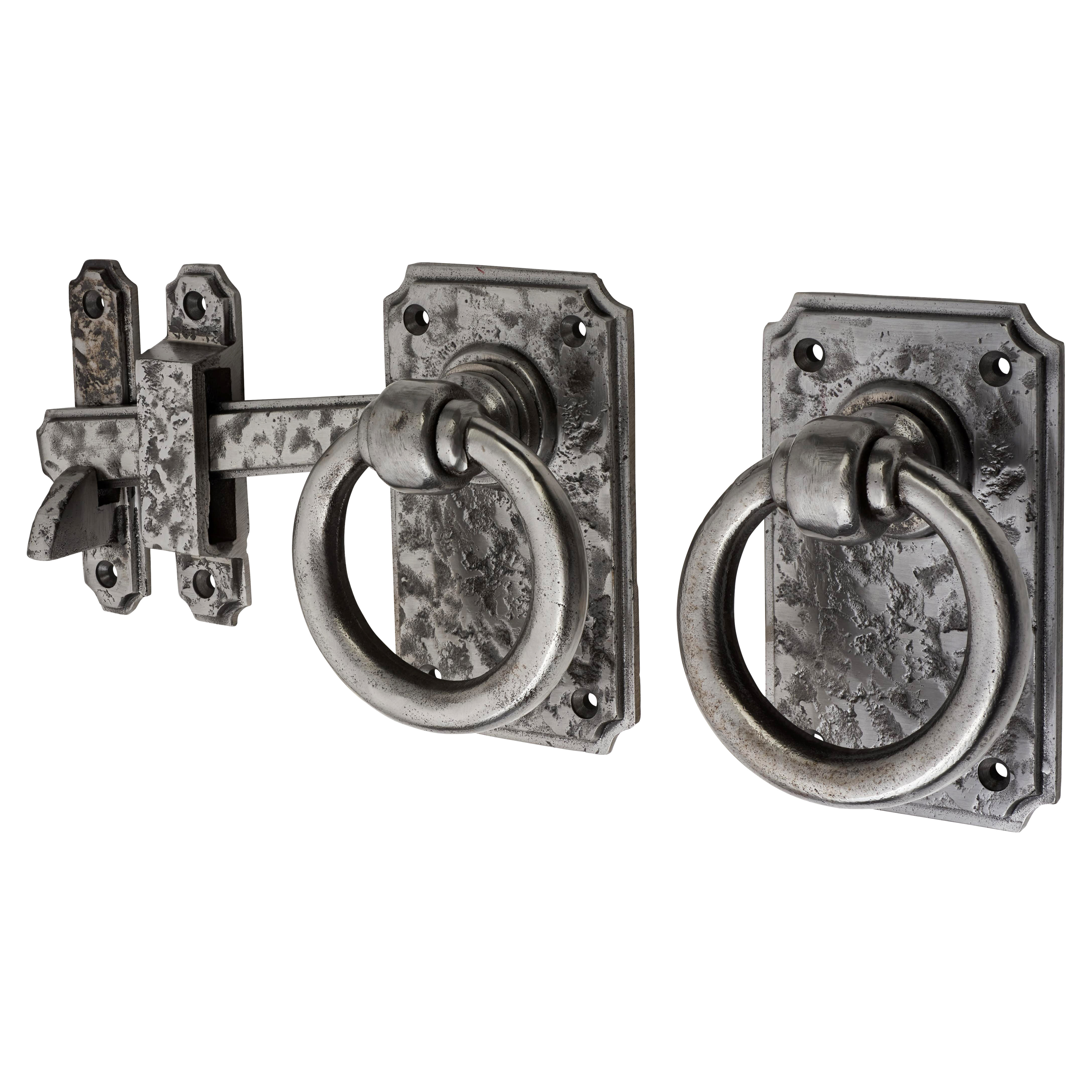 Tudor Style Ring Gate Latch - 160mm Throw - Polished Iron