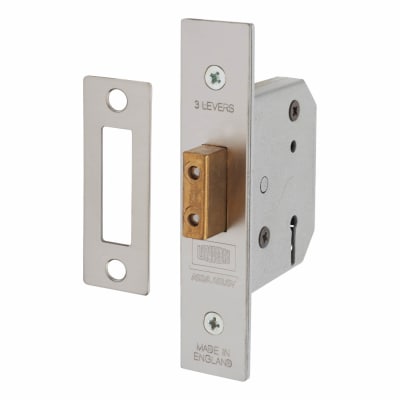 2177 3 Lever Deadlock - Key Alike Number M136MM - 77mm Case - 57mm Backset - Satin Chrome