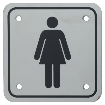 Ladies Square Toilet Door Sign - 95 x 95mm - Satin Stainless Steel