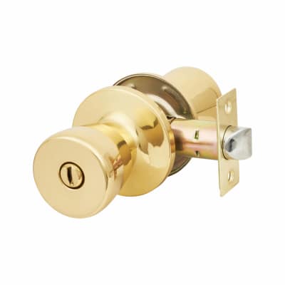 Polished Brass Hotel Bathroom Mortice Door Knobset - 65mm Rose Diameter