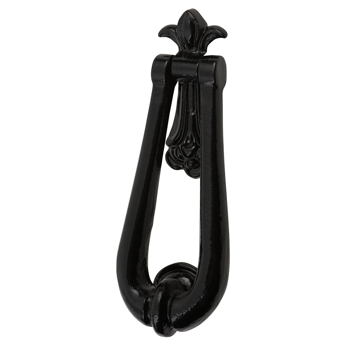 Elan Fleur de Lys Door Knocker - Metalized Antique Black Iron - 190 x 65mm