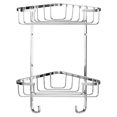 Wirework Medium Corner Shower Basket - Two Tier - 320 x 250 x 150mm - Stainless Steel