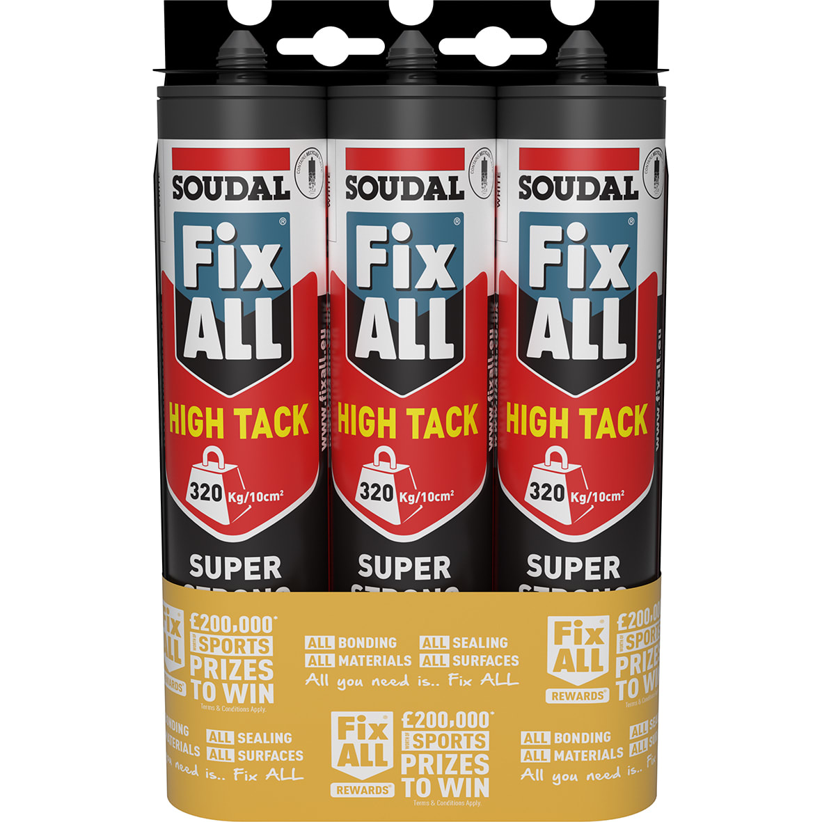 Fix All High Tack Sealant & Adhesive - 290ml - White - Pack of 3