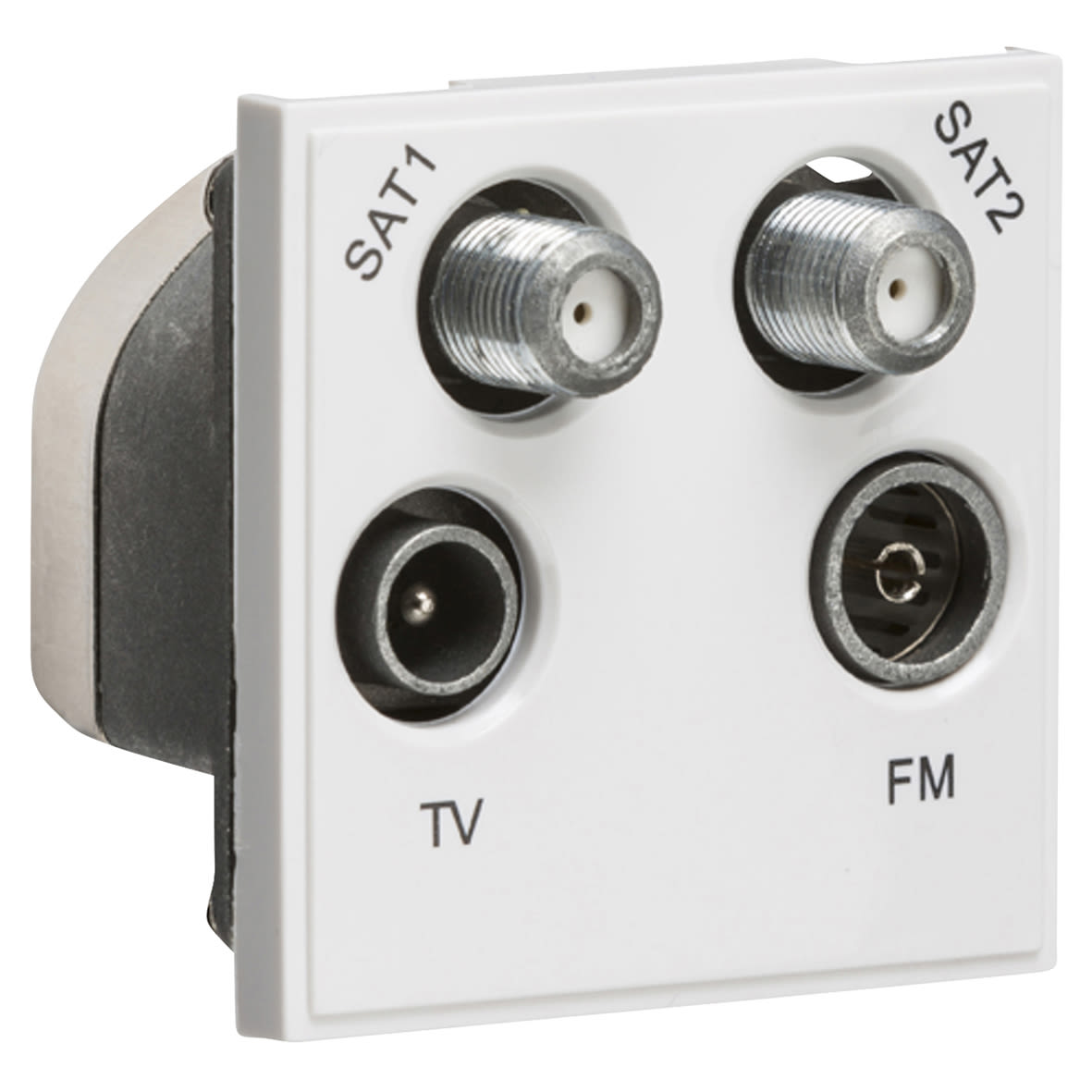 1 Gang TV + 2 x F type Satellite + FM/DAB Quadplexer Euro Module - White