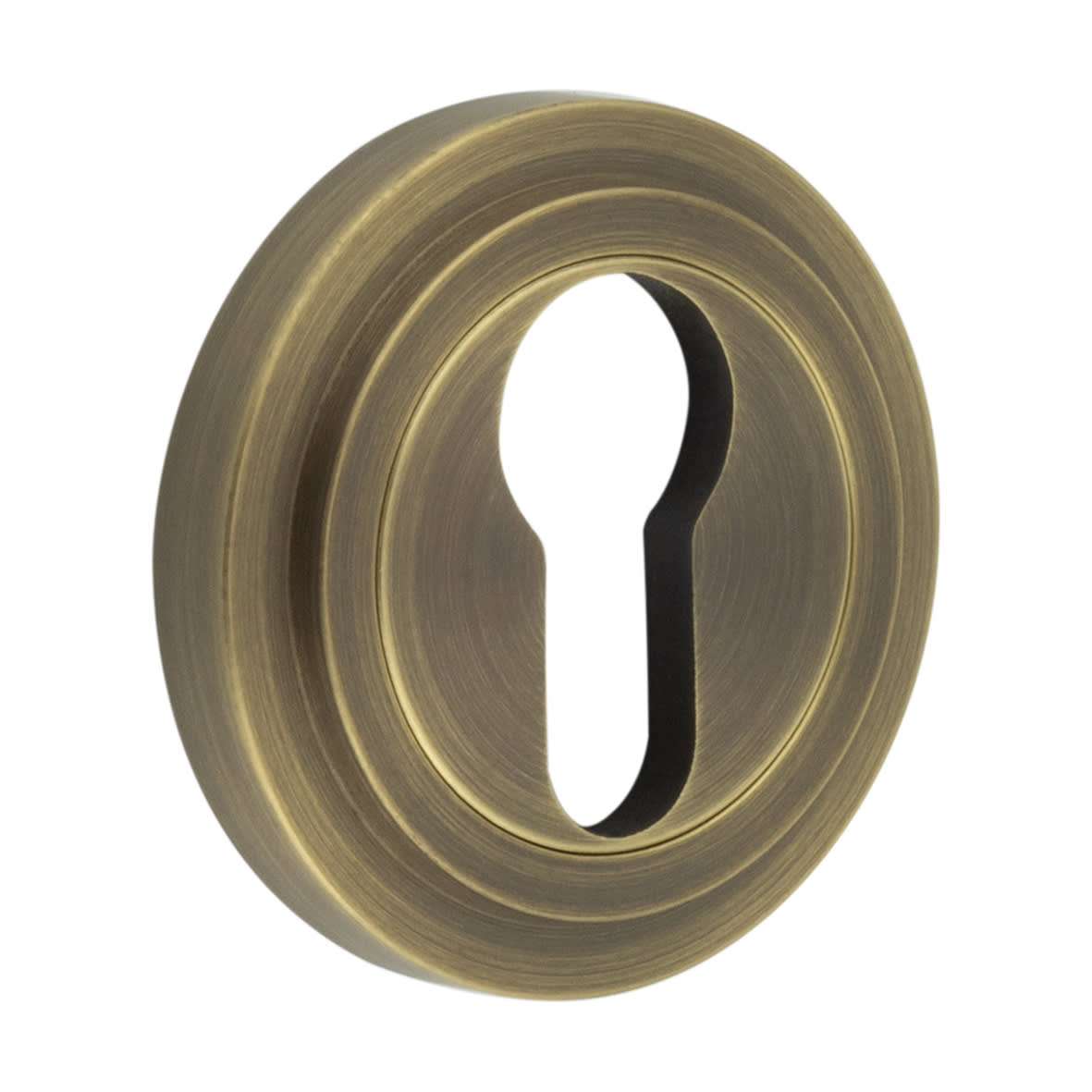 Escutcheon on Stepped Rose - 53mm Diameter - Euro - Antique Brass