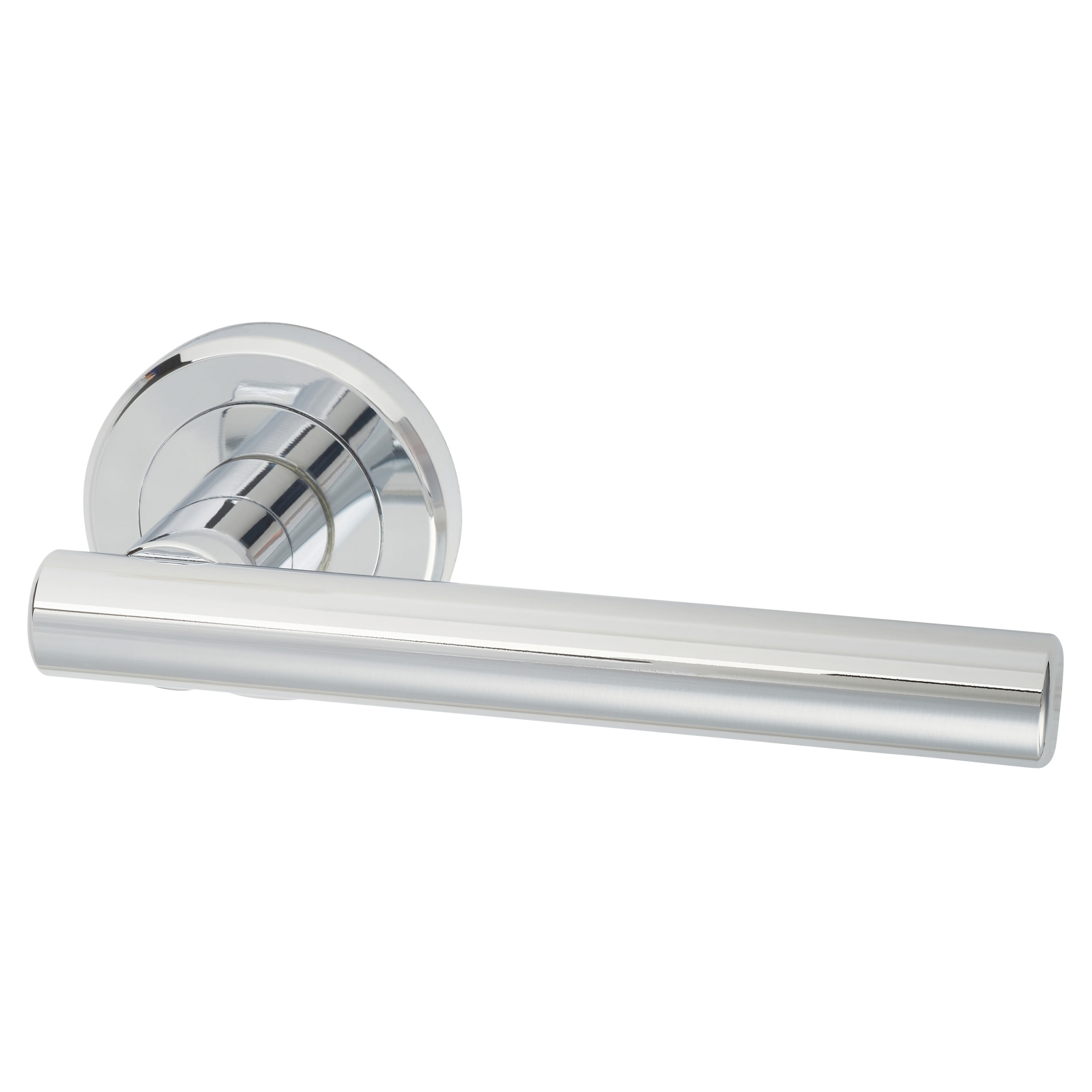 Brass Polished Chrome Door Handles on Round Rose - Philadelphia Range