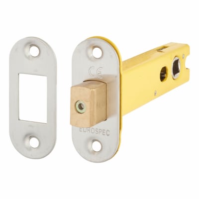 8mm Bolt Through Tubular Bathroom Deadbolt - 103mm Case - 82mm Backset - Radius - Satin Stainless