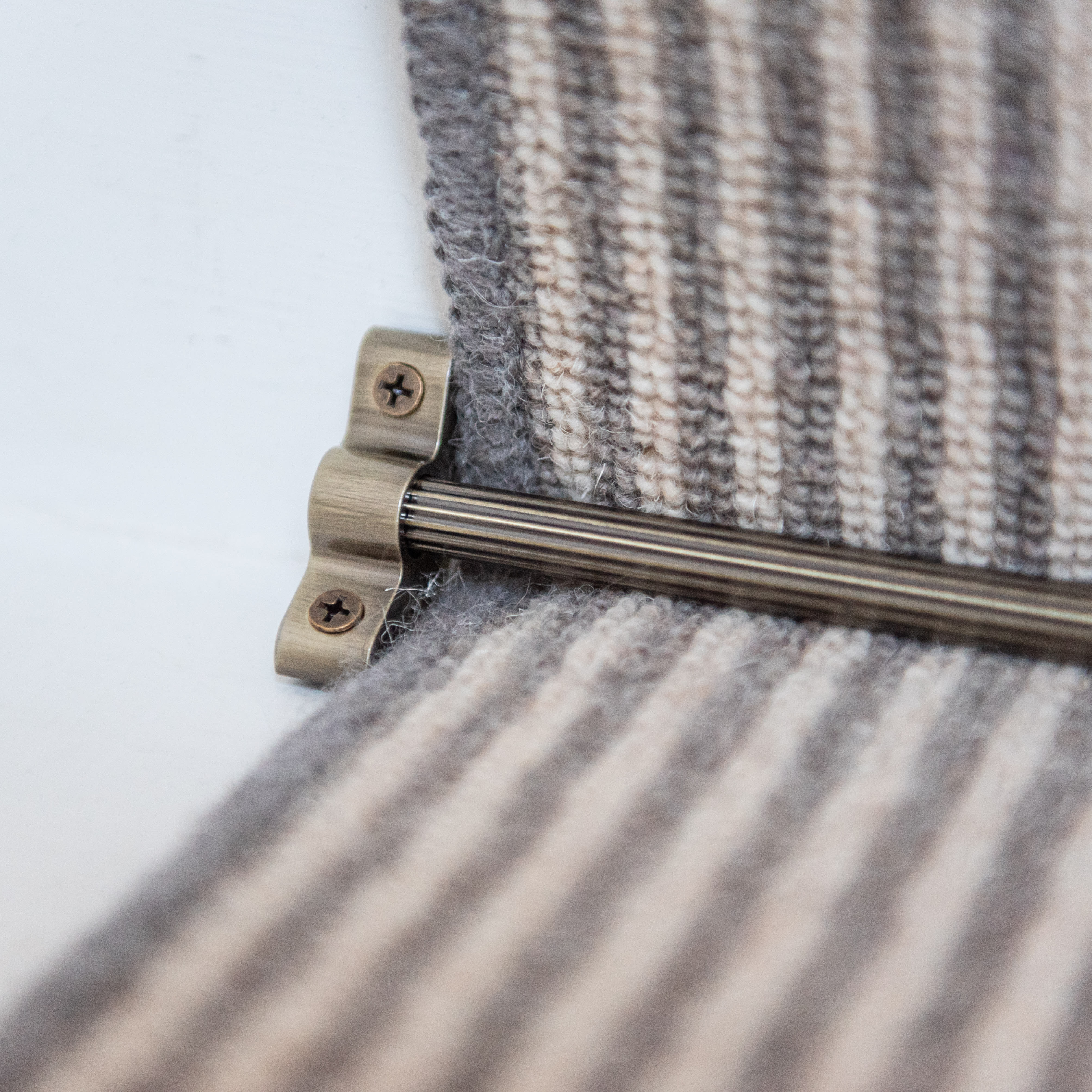 Lines Stair Rod with Plain Finials - 900mm Length - Antique Brass