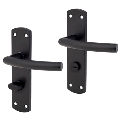 Matt Black Arched Bathroom Door Handles - 172 x 44mm - RH