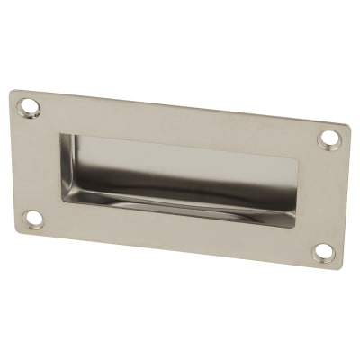 Rectangular Flush Cabinet Pull Handle - 102 x 51mm - Polished Stainless Steel