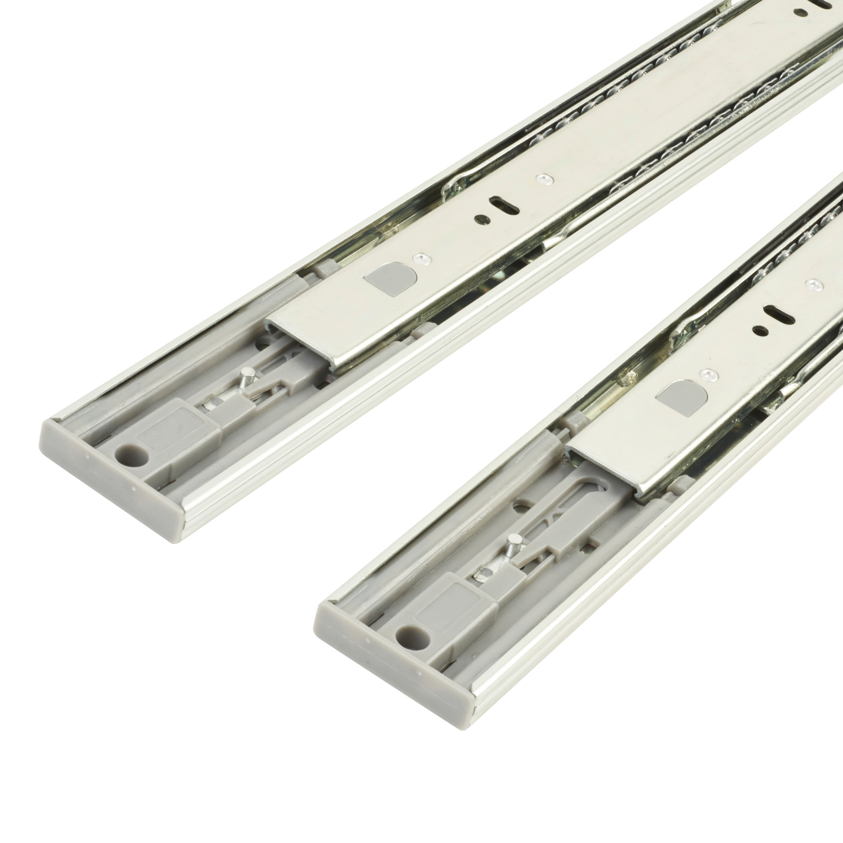 45.5mm Ball Bearing Push To Open Drawer Runner - Full Extension - 500mm Length - 25kg - Zinc