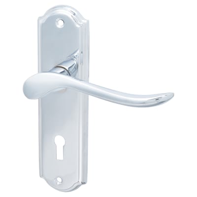 Polished Chrome Scroll Keyhole Lock Door Handles - Turin Range - 170 x 46mm