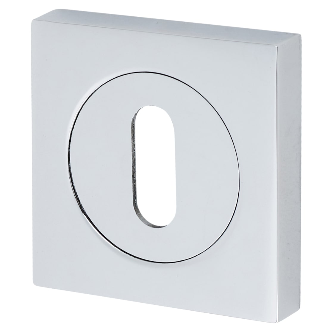 Brass Square Escutcheon - 50 x 50mm - Keyhole - Polished Chrome
