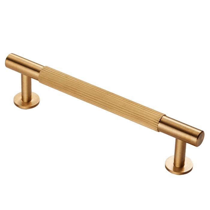12.5mm Lines T-Bar Cabinet Pull Handle - 128mm Centres - Satin Brass