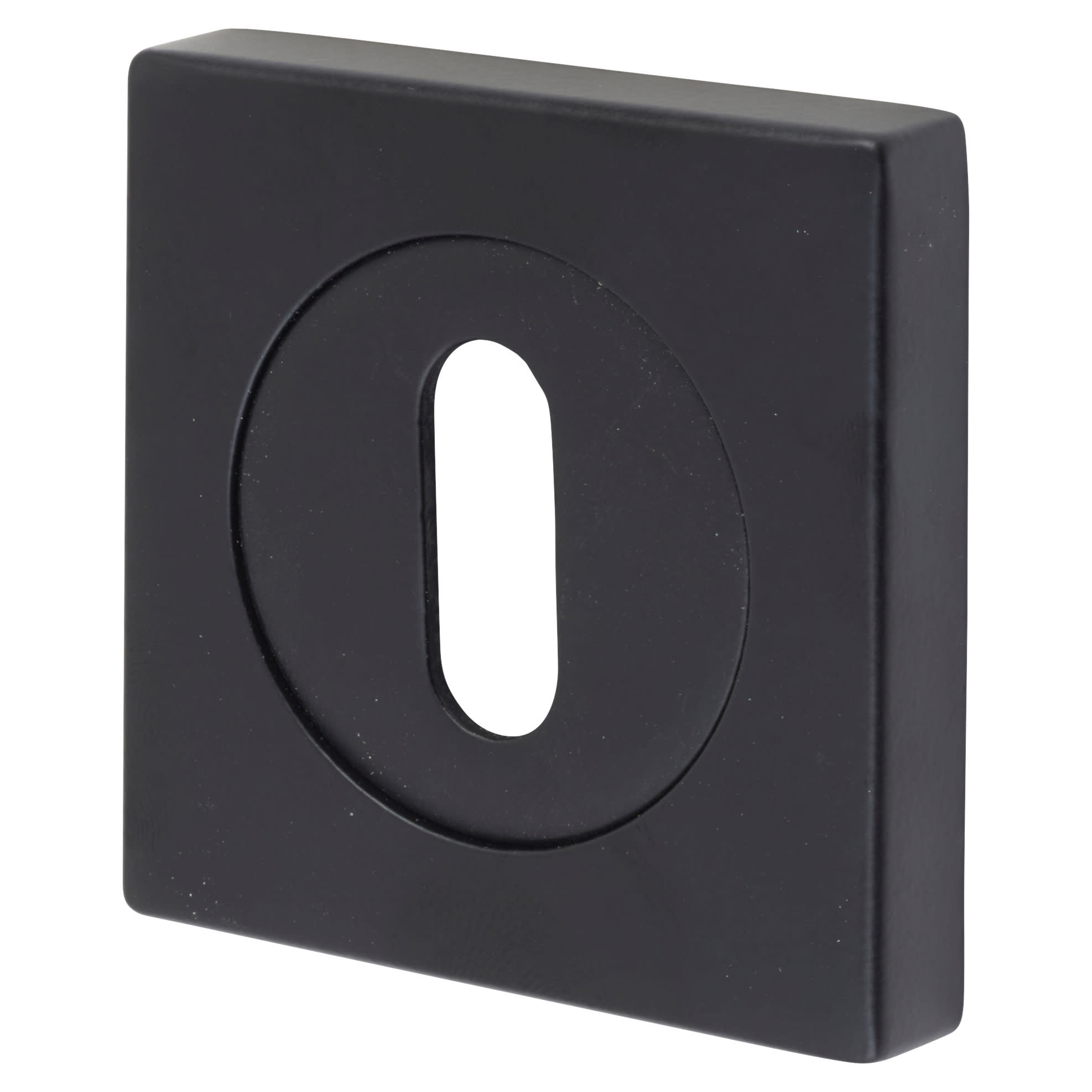 Square Escutcheon - 52 x 52mm - Keyhole - Matt Black - Pair