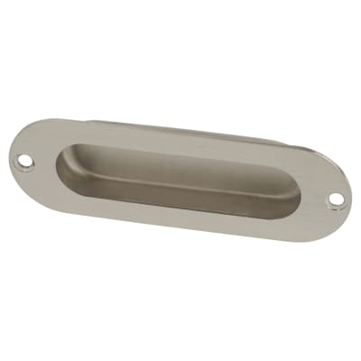 Oval Flush Cabinet Pull Handle - 120 x 40mm - Satin Stainless Steel