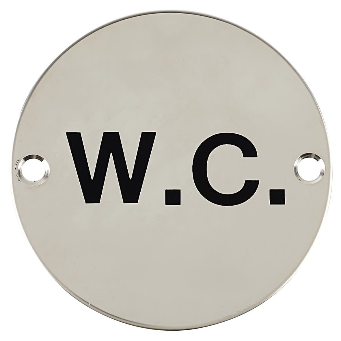 WC Toilet Door Sign - 75mm Diameter - Polished Stainless Steel