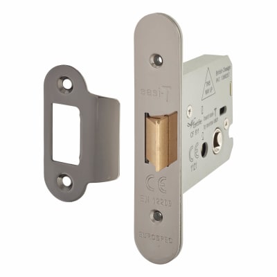 Heavy Duty Bolt Through Flat Latch - 79mm Case - 57mm Backset - Radius - Black Nickel