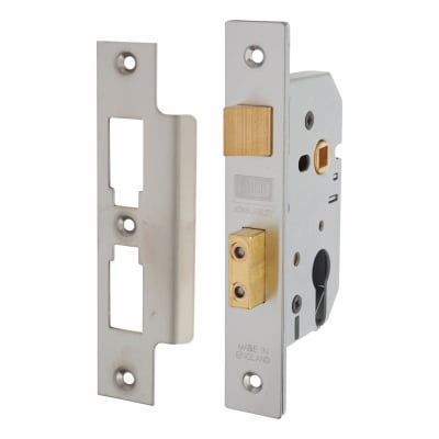 2249 Bolt Through Euro Profile Sashlock - 65mm Case - 44.5mm Backset - Satin Stainless Steel