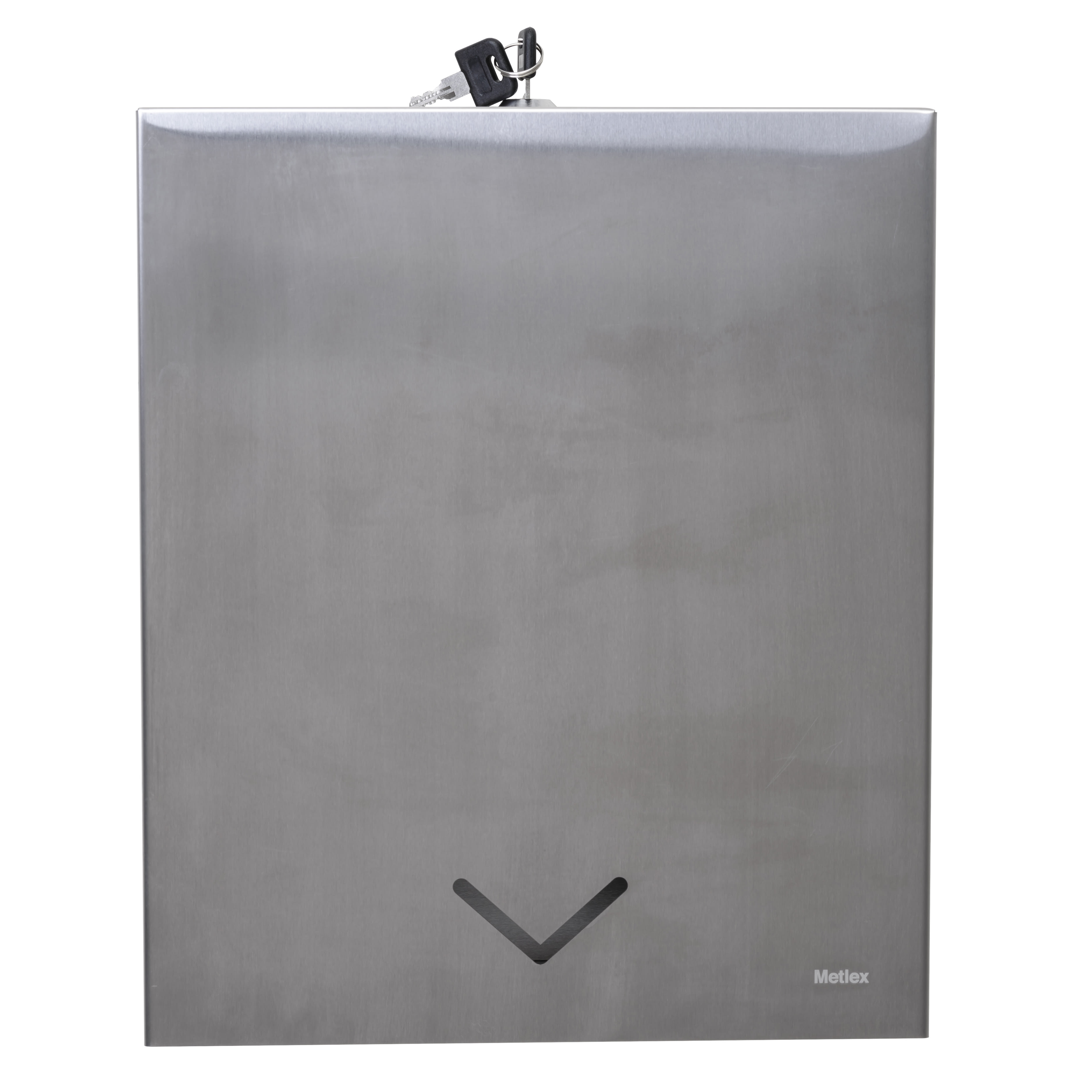 Kepler Wall Mounted Lockable Paper Towel Dispenser - 280 x 112 x 325mm - Brushed Stainless Steel