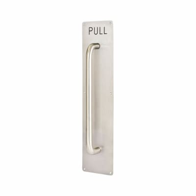 Satin Stainless Steel 19mm D-Bar Door Pull Handle on Plate - PULL - Screw Fix - 625 x 125mm